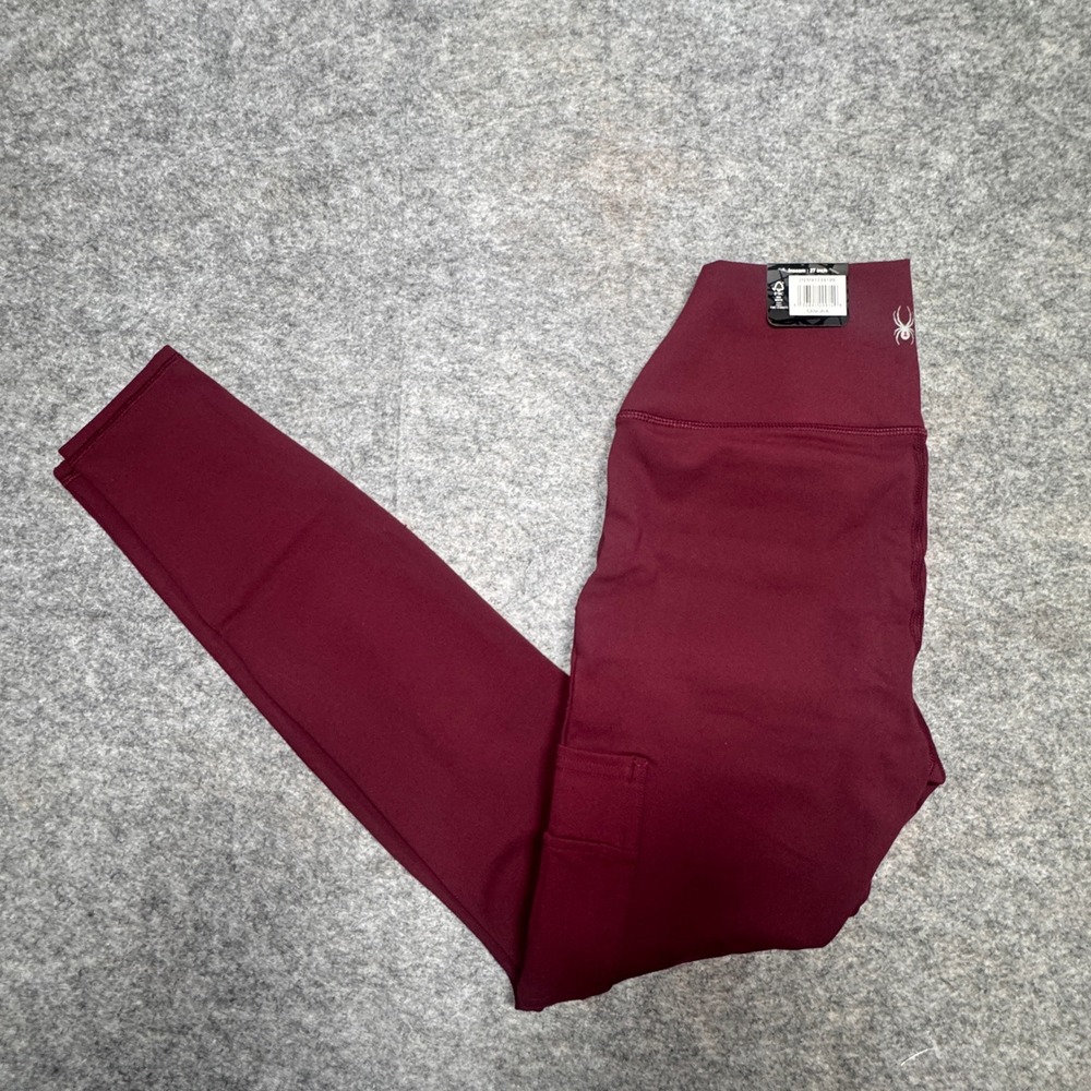 Spyder Active Womens High Waisted Cargo Leggings Sangria‎ Maroon Small NWT 27 In